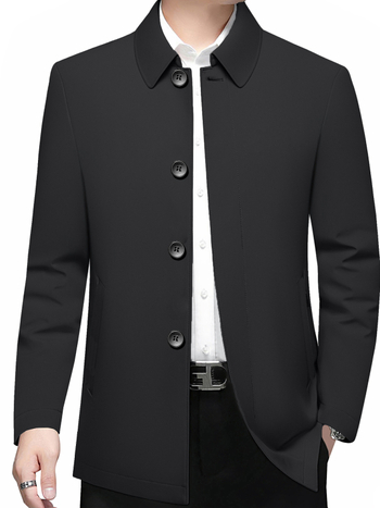 Ruidu Geacă de iarnă pentru bărbați, puf de rață alb 76–80%, stil business casual, guler rever, lungime medie, fără glugă, exterior din nylon