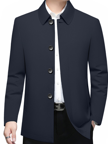 Ruidu Geacă de iarnă pentru bărbați, puf de rață alb 76–80%, stil business casual, guler rever, lungime medie, fără glugă, exterior din nylon