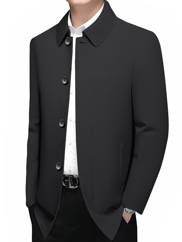 Ruidu Geacă de iarnă pentru bărbați, puf de rață alb 76–80%, stil business casual, guler rever, lungime medie, fără glugă, exterior din nylon