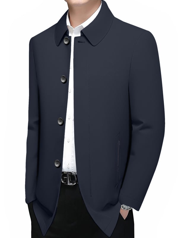 Ruidu Geacă de iarnă pentru bărbați, puf de rață alb 76–80%, stil business casual, guler rever, lungime medie, fără glugă, exterior din nylon