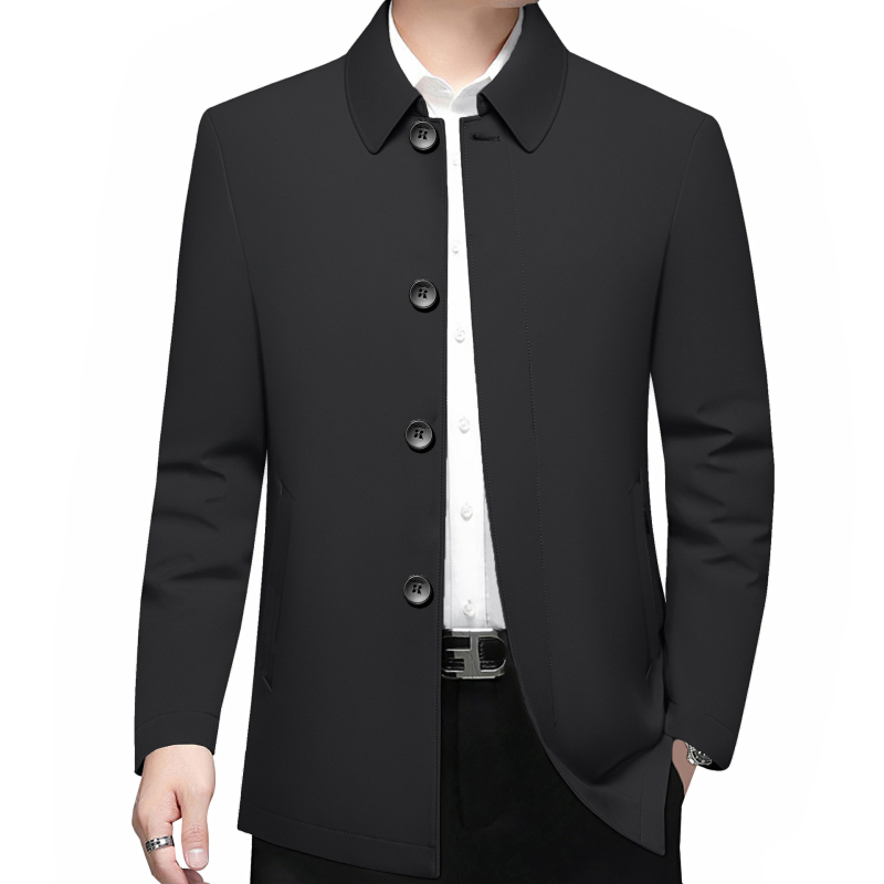 Ruidu Geacă de iarnă pentru bărbați, puf de rață alb 76–80%, stil business casual, guler rever, lungime medie, fără glugă, exterior din nylon