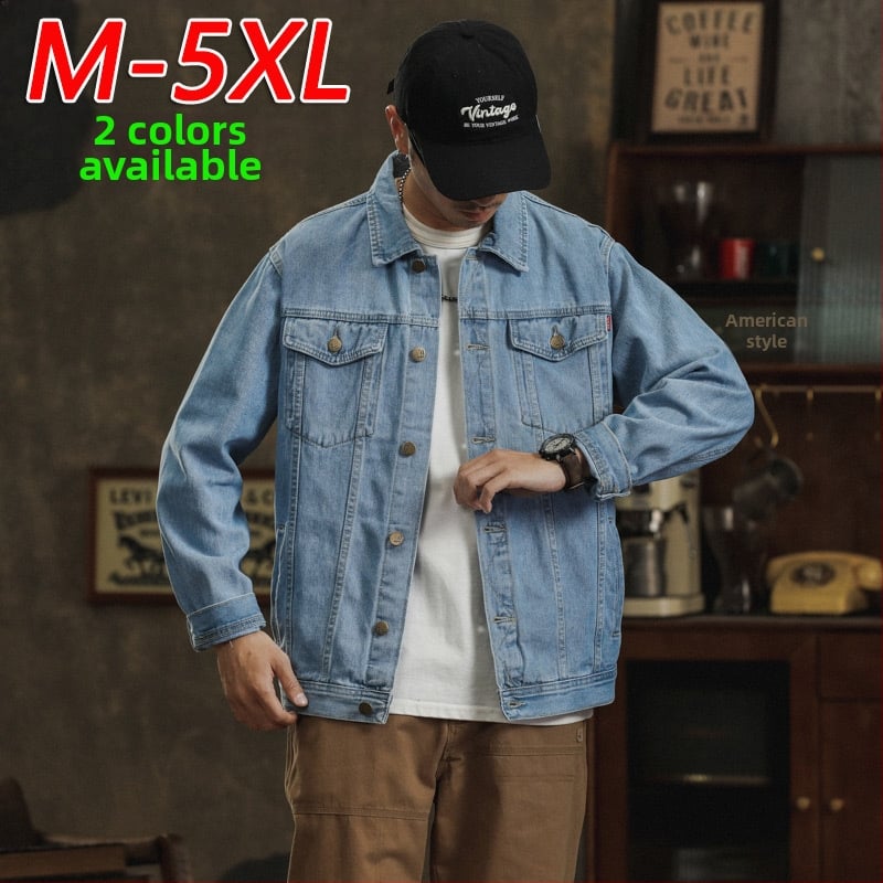 Džínová bunda pre mladých mužov na jar a jeseň, kórejský štýl, slim fit, módne casual oblečenie, svetlý odtieň
