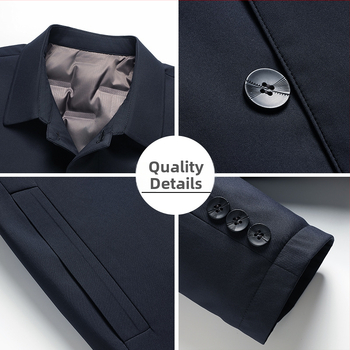 Pánska ľahká zimná bunda s gombíkmi, business casual štýl s reverom