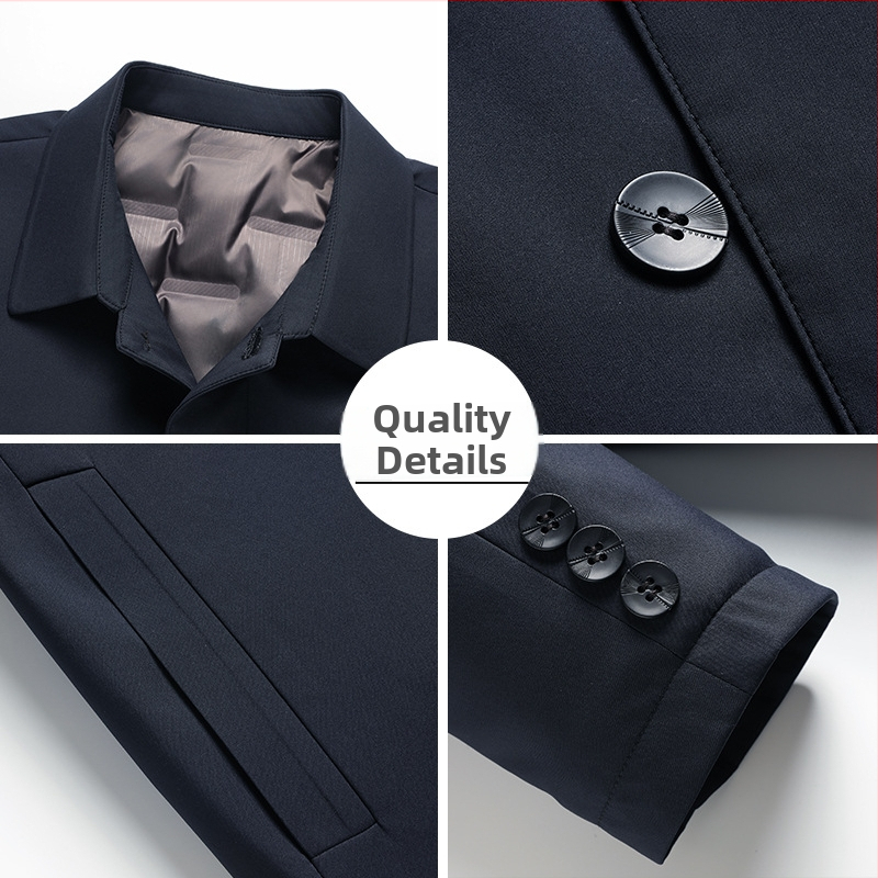 Pánska ľahká zimná bunda s gombíkmi, business casual štýl s reverom