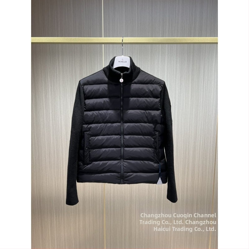 Milan Brand Modern Jacquard cu litere, fermoar, guler înalt, croială slim, palton cu puf pentru bărbați, patchwork tricot
