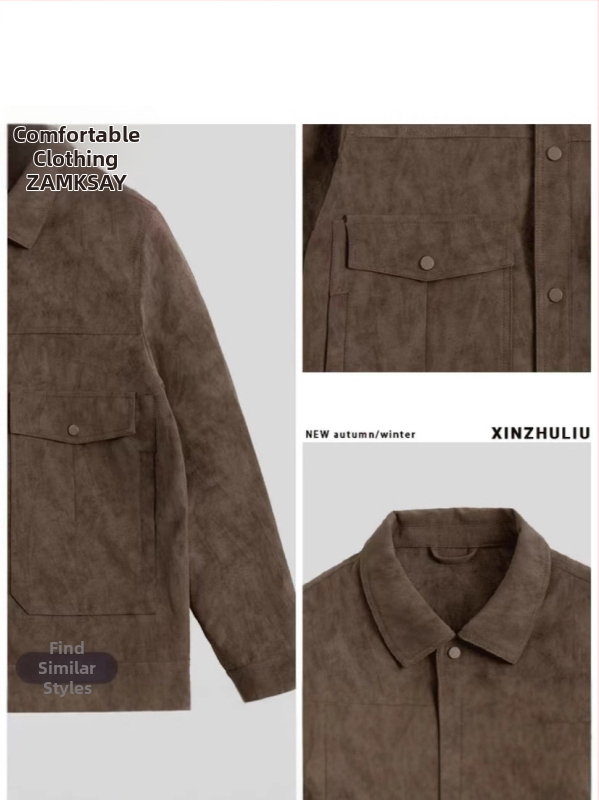 Vysoko kvalitné pánske PU kožené sako s golierom, trendy retro štýl, pohodlné a univerzálne