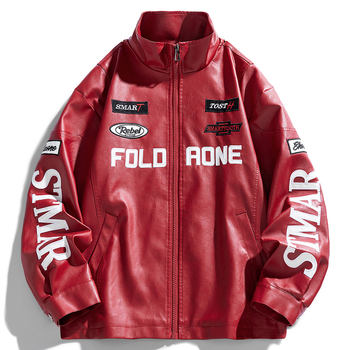 PU Δερμάτινο Μπουφάν, Λεπτό Μοντέλο σε Στυλ Μπέιζμπολ, Ανδρικό Φθινοπωρινό Μπουφάν για Μοτοσικλέτες και Street Riding