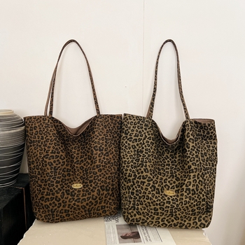 Ženska platnena torba s leopard uzorkom, dvostrana tote, svakodnevna upotreba, velika kapaciteta