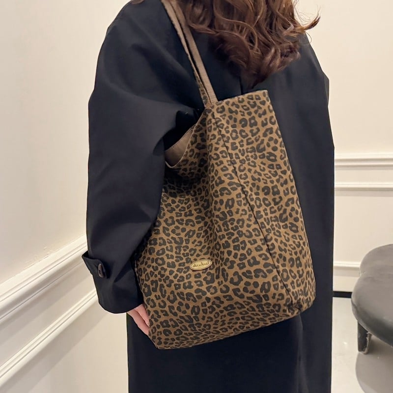 Ženska platnena torba s leopard uzorkom, dvostrana tote, svakodnevna upotreba, velika kapaciteta