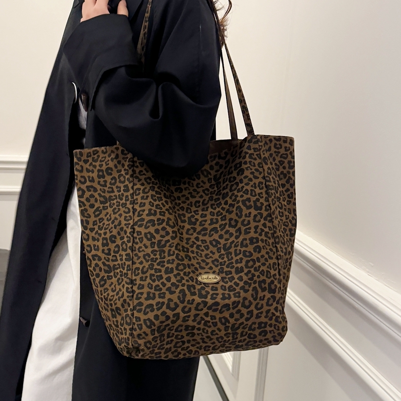 Ženska platnena torba s leopard uzorkom, dvostrana tote, svakodnevna upotreba, velika kapaciteta