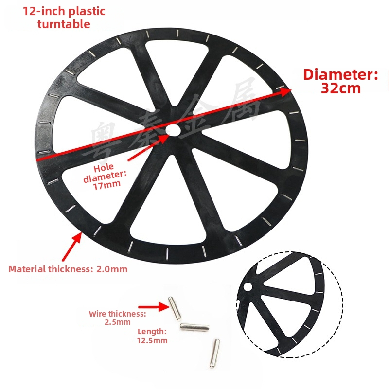 Čierny plastový otočný tanier, priemer 32 cm (12 palcov), vhodný pre dvierky skriniek