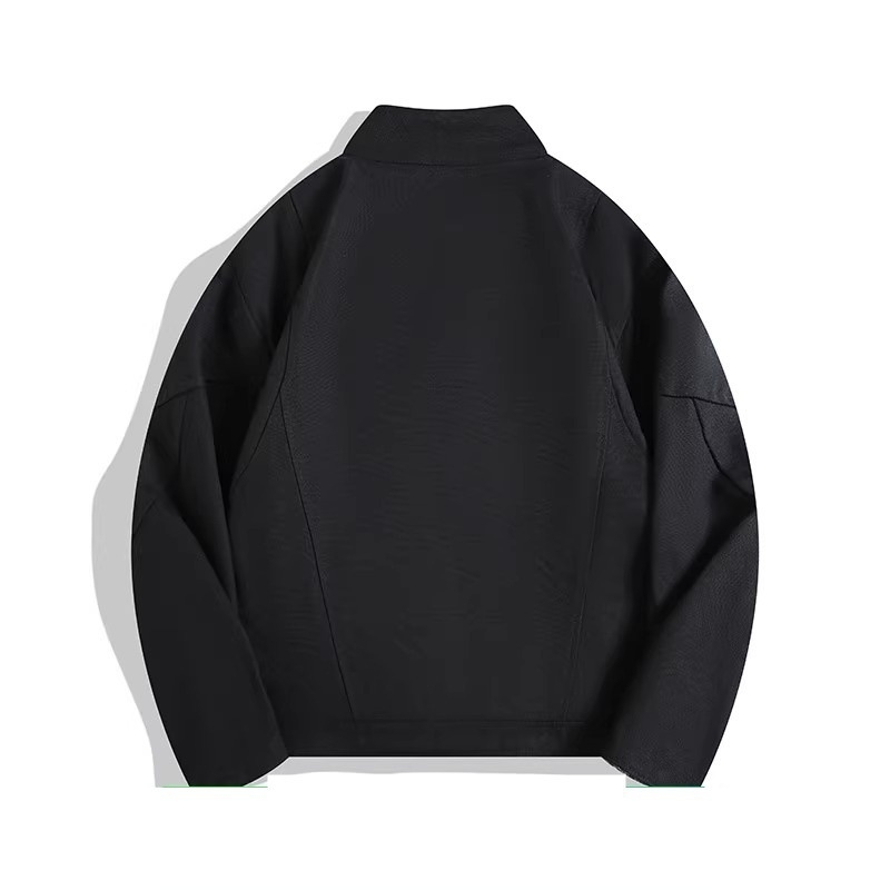 Cleanfit Harrington μαύρο ανδρικό μπουφάν από πλυμένο βαρύ καμβά, εργασιακό μπουφάν με σταθερό γιακά
