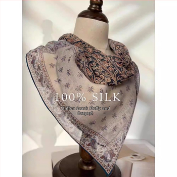 100% hodváb, štvorcový šál 65×65 cm, tenký a priedušný, elegantný klasický štýl na jar a leto