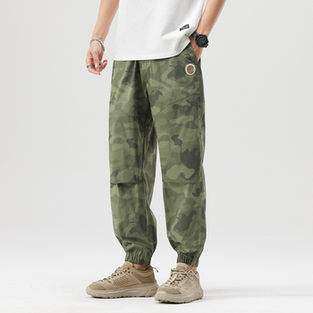 Ανδρικά καμουφλαρισμένα ελαφριά casual cargo joggers, καλοκαίρι, γρήγορο στέγνωμα, με μανσέτες