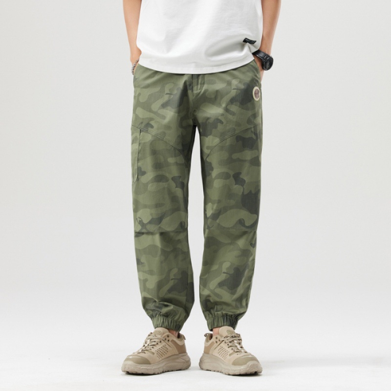 Ανδρικά καμουφλαρισμένα ελαφριά casual cargo joggers, καλοκαίρι, γρήγορο στέγνωμα, με μανσέτες
