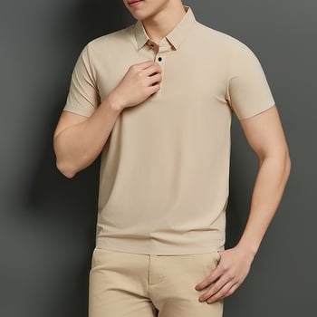 Letné pánske polo bez švov z ice silk, rýchloschnúce krátke rukávy, pružné a priedušné, prémiové biznis-casual pracovné oblečenie