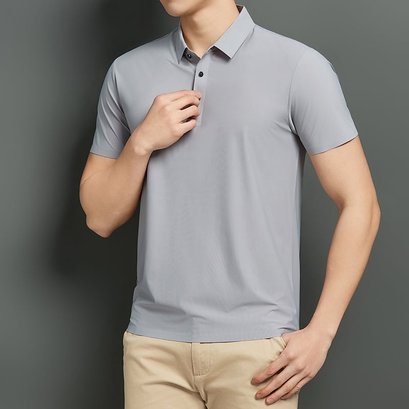Letné pánske polo bez švov z ice silk, rýchloschnúce krátke rukávy, pružné a priedušné, prémiové biznis-casual pracovné oblečenie