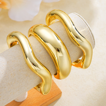 Σετ τριών γεωμετρικών βραχιολιών με ανοιχτό κούμπωμα για γυναίκες, μοντέρνα κοσμήματα μόδας