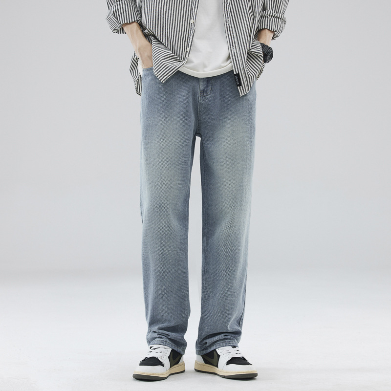 Danbaoni Ανδρικά τζιν από denim, άνοιξη 2026, χαλαρή ίσια γραμμή, μοτίβο αστροφεγγιάς, ρετρό streetwear