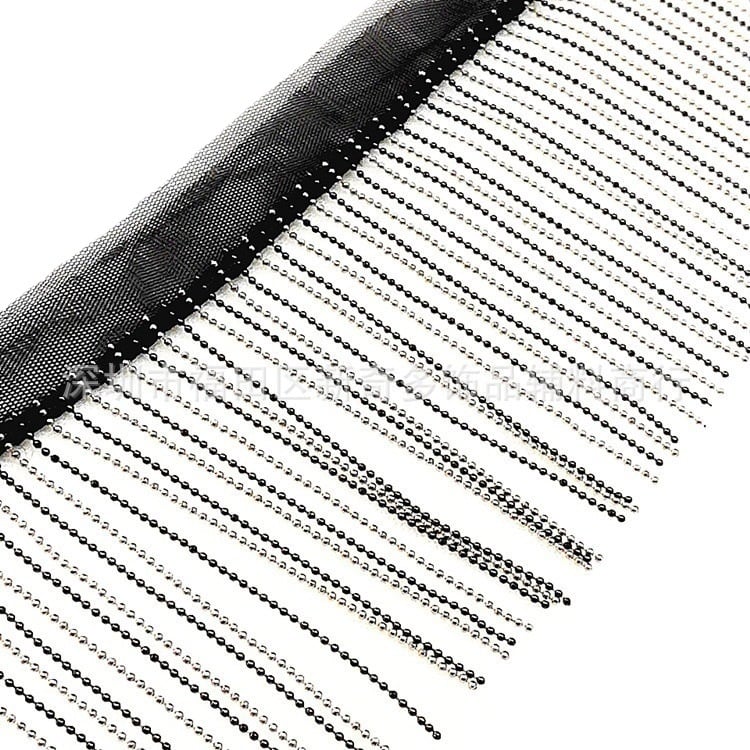 Dvofarebná korálová reťaz s brmbolcmi a strapcami pre DIY odevy, doplnky, cestovné tašky a záclony