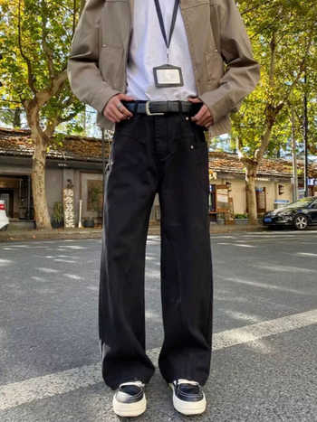 Αμερικανικά ρετρό workwear τζιν για άνδρες, 2026 νέα τάση, φαρδιά casual μακριά τζιν για αστικό στυλ