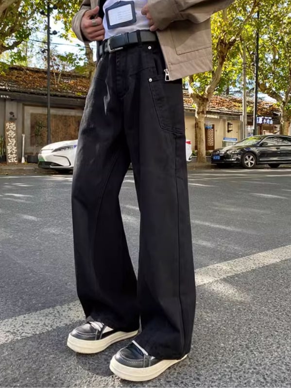 Αμερικανικά ρετρό workwear τζιν για άνδρες, 2026 νέα τάση, φαρδιά casual μακριά τζιν για αστικό στυλ