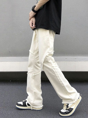 Ανδρικά τζιν σε αμερικανικό street style, casual, ίσια γραμμή, με τριμμένα άκρα