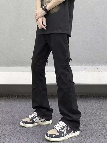 Ανδρικά τζιν σε αμερικανικό street style, casual, ίσια γραμμή, με τριμμένα άκρα