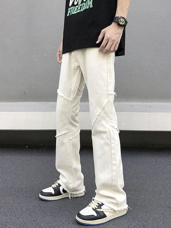 Ανδρικά τζιν σε αμερικανικό street style, casual, ίσια γραμμή, με τριμμένα άκρα