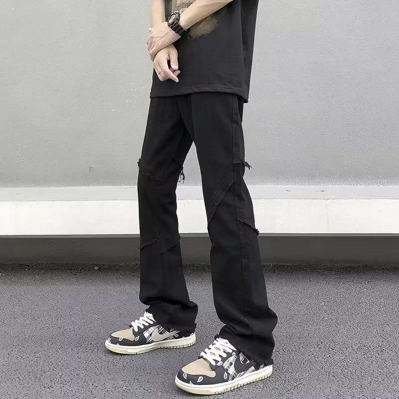 Ανδρικά τζιν σε αμερικανικό street style, casual, ίσια γραμμή, με τριμμένα άκρα