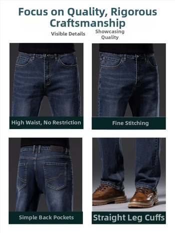 Pánske džínsy denim, modro-sivé, rovný strih, voľný strih, na jar a jeseň