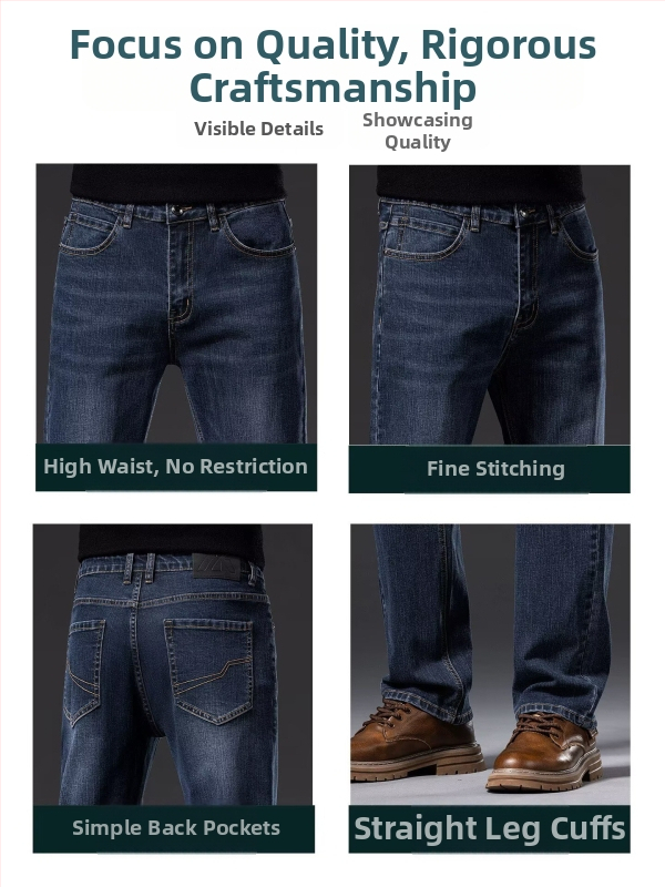 Pánske džínsy denim, modro-sivé, rovný strih, voľný strih, na jar a jeseň