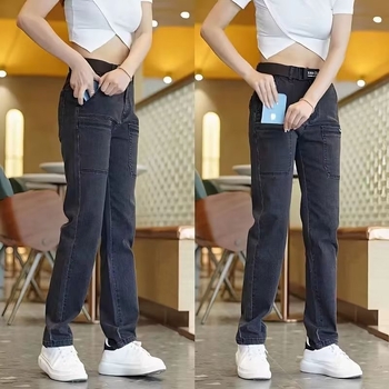 Ανδρικά τζιν με έξι τσέπες, ελαστικά – slim straight γραμμή, casual για άνοιξη και φθινόπωρο