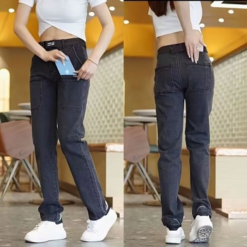 Ανδρικά τζιν με έξι τσέπες, ελαστικά – slim straight γραμμή, casual για άνοιξη και φθινόπωρο
