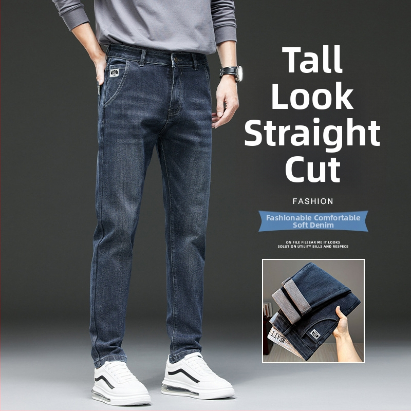 Pánske modré džínsy, slim fit, úzky rovný strih, elastické, voľnočasové na jeseň a zimu