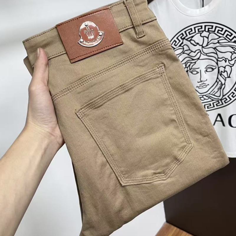 Ανδρικά τζιν από denim με βαμβακοελαστικό ύφασμα, κορεατικό στυλ, στενή γραμμή και ίσιο παντελόνι, υψηλής ποιότητας