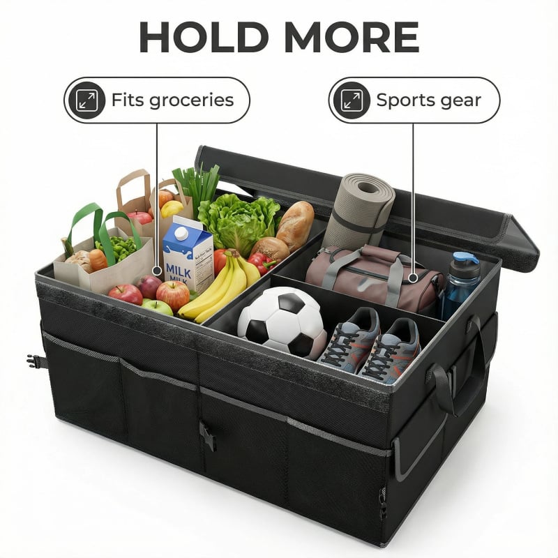 Box na uloženie do kufra auta z Oxford textílie, veľká kapacita, skladací, s držadlom