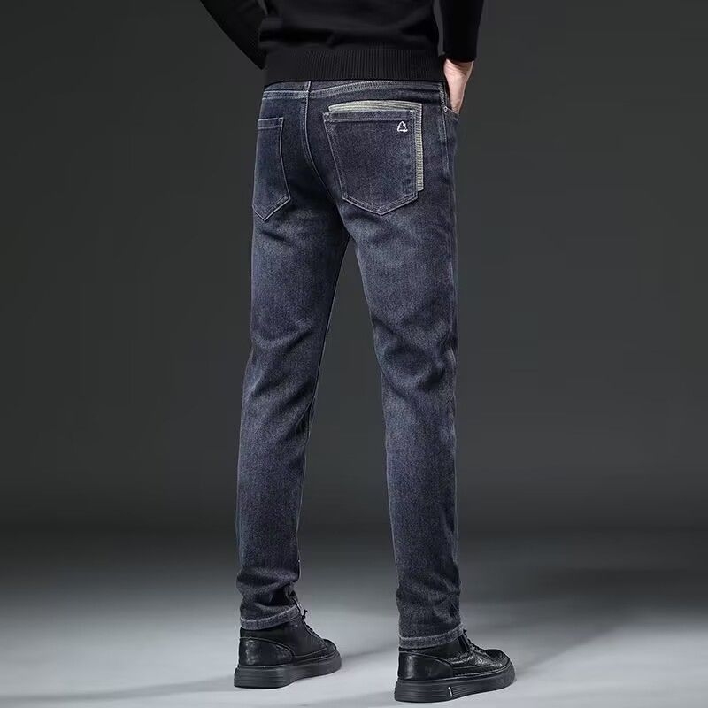 Ανδρικά τζιν denim με ελαστικότητα, ίσια γραμμή, υψηλή μέση, άνοιξη-φθινόπωρο 2026, καθημερινά.