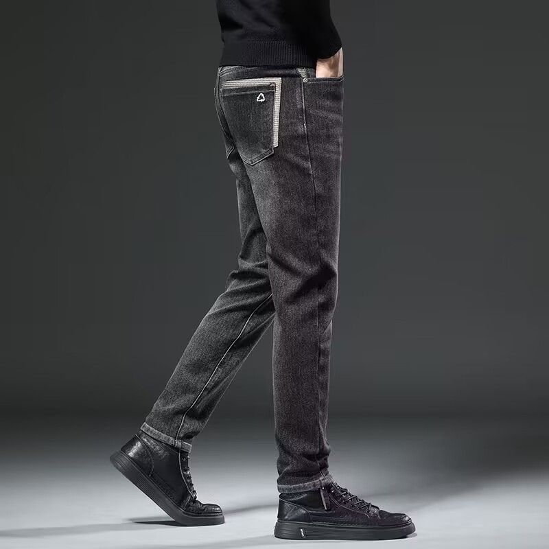 Ανδρικά τζιν denim με ελαστικότητα, ίσια γραμμή, υψηλή μέση, άνοιξη-φθινόπωρο 2026, καθημερινά.