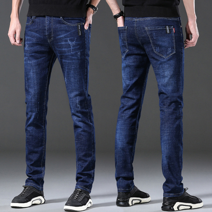 Ανδρικά τζιν slim-fit για φθινοπωρο–χειμώνα, ελαστικά, casual καθημερινά, ψηλόμεσα, στενά τελειώματα