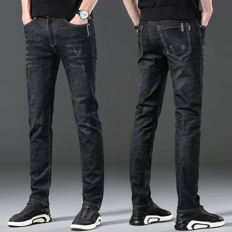 Ανδρικά τζιν slim-fit για φθινοπωρο–χειμώνα, ελαστικά, casual καθημερινά, ψηλόμεσα, στενά τελειώματα