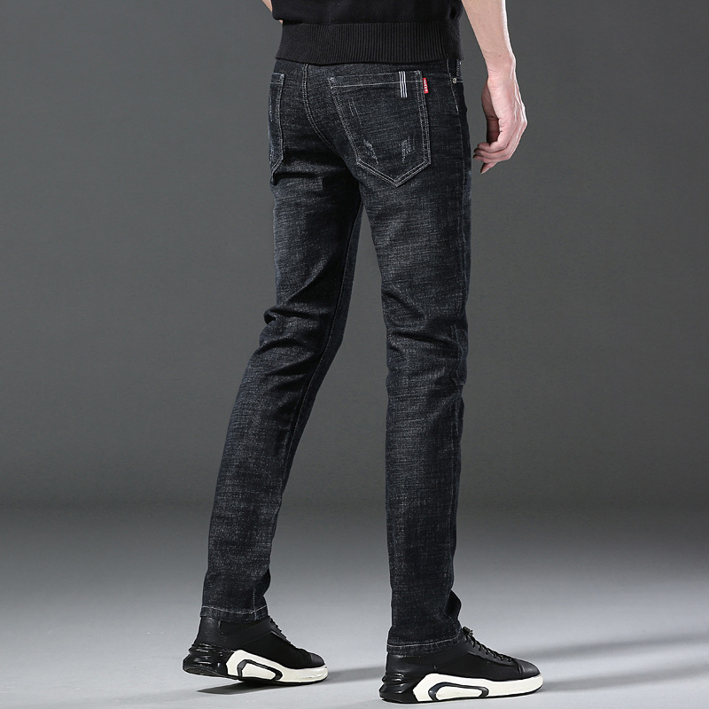 Ανδρικά τζιν slim-fit για φθινοπωρο–χειμώνα, ελαστικά, casual καθημερινά, ψηλόμεσα, στενά τελειώματα