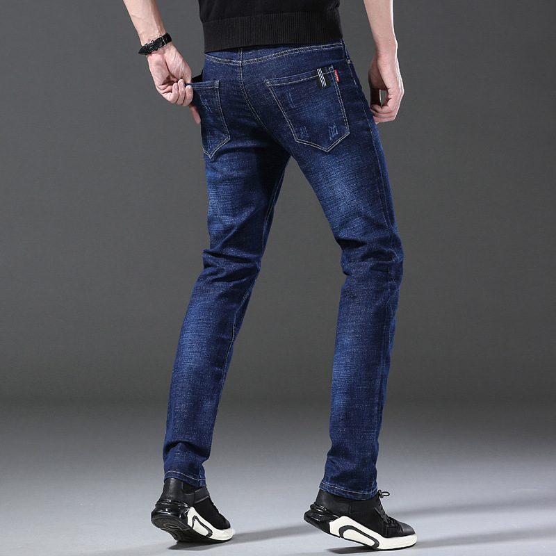 Ανδρικά τζιν slim-fit για φθινοπωρο–χειμώνα, ελαστικά, casual καθημερινά, ψηλόμεσα, στενά τελειώματα