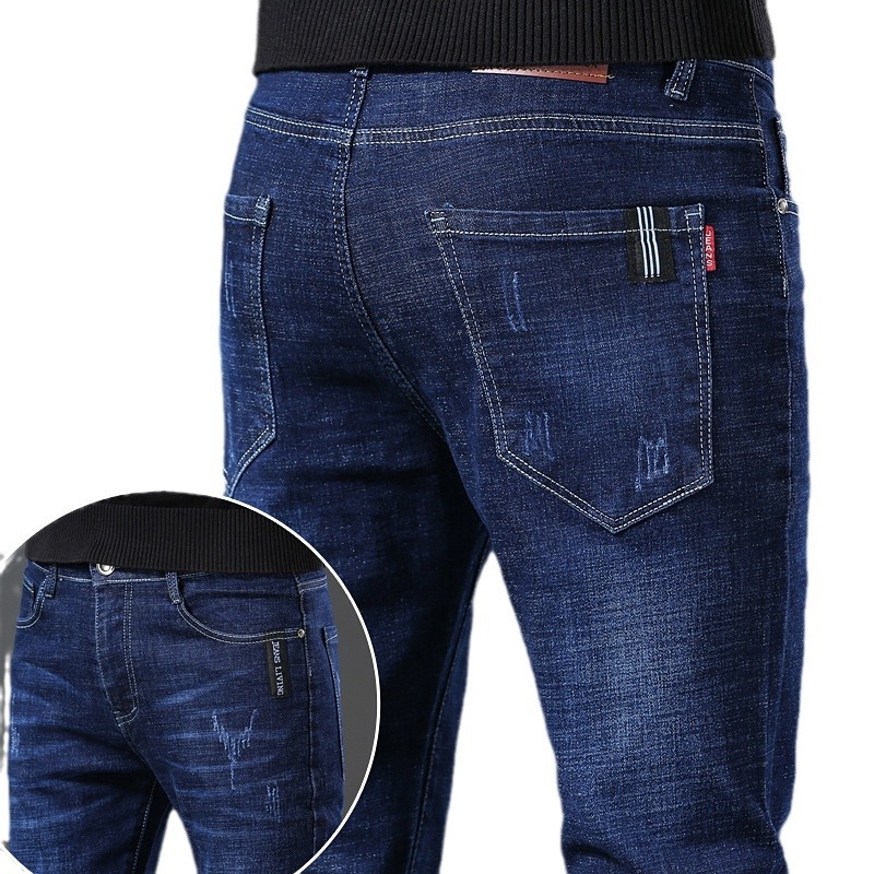 Ανδρικά τζιν slim-fit για φθινοπωρο–χειμώνα, ελαστικά, casual καθημερινά, ψηλόμεσα, στενά τελειώματα
