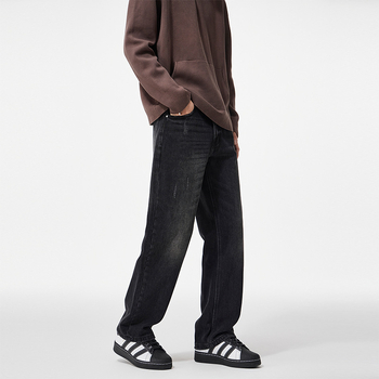 Αμερικανικό street-style ρετρό clean-fit τζιν για άνδρες, ίσια γραμμή, χαλαρή και φαρδιά παντελόνια denim, φθινοπωρο 2025