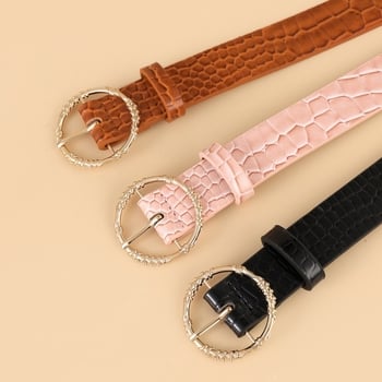 Curea de damă pentru blugi cu cataramă rotundă din aliaj, accesoriu decorativ pentru denim, stil elegant
