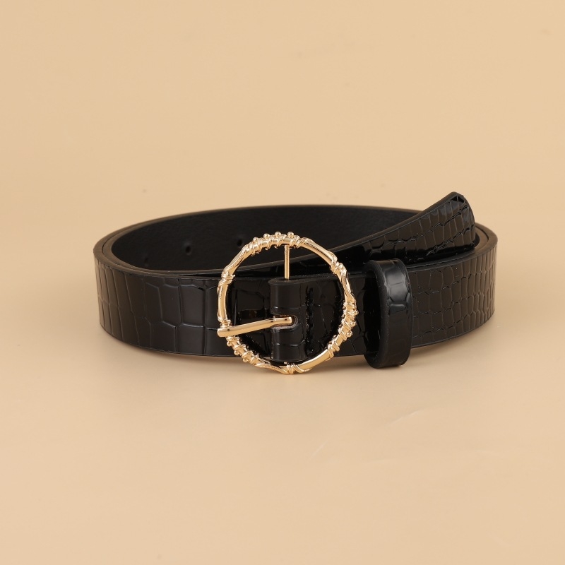 Curea de damă pentru blugi cu cataramă rotundă din aliaj, accesoriu decorativ pentru denim, stil elegant