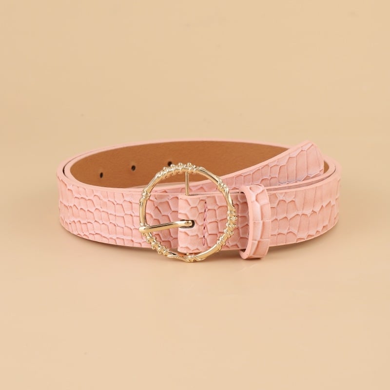 Curea de damă pentru blugi cu cataramă rotundă din aliaj, accesoriu decorativ pentru denim, stil elegant