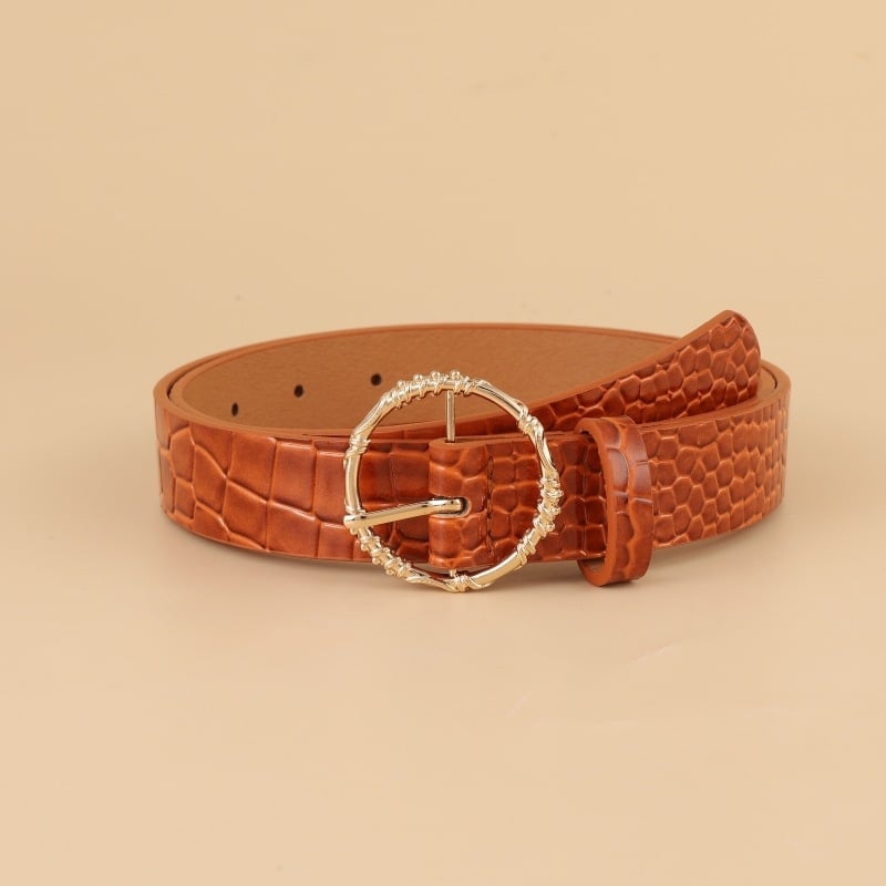 Curea de damă pentru blugi cu cataramă rotundă din aliaj, accesoriu decorativ pentru denim, stil elegant