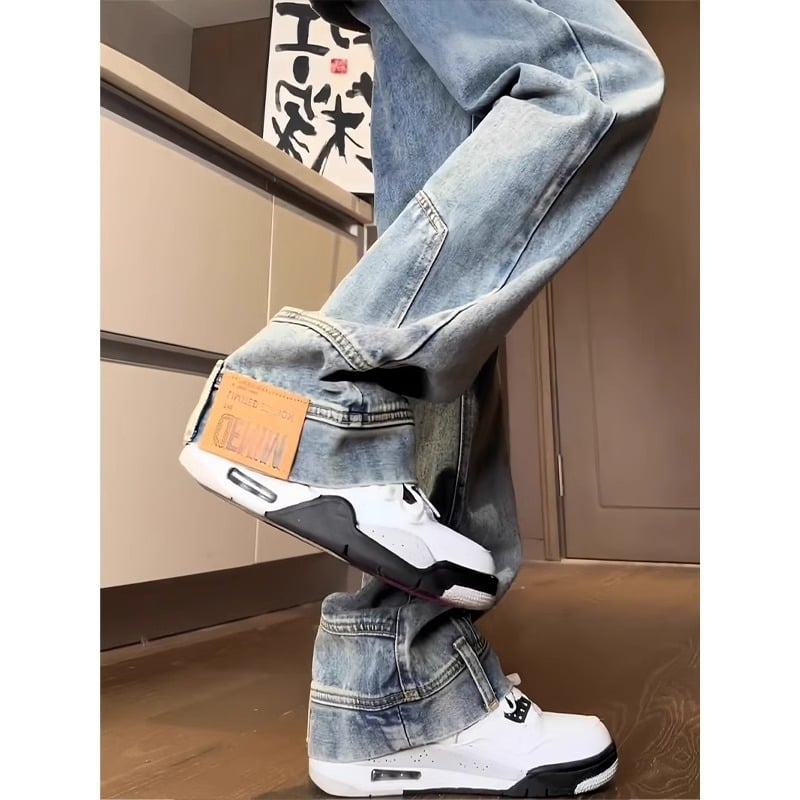 Αντρικά τζιν με ίσιο κόψιμο, Reverse-Wear, 190 cm ύψος, επιπλέον μακριά, ντένιμ, αμερικανικό street vibe